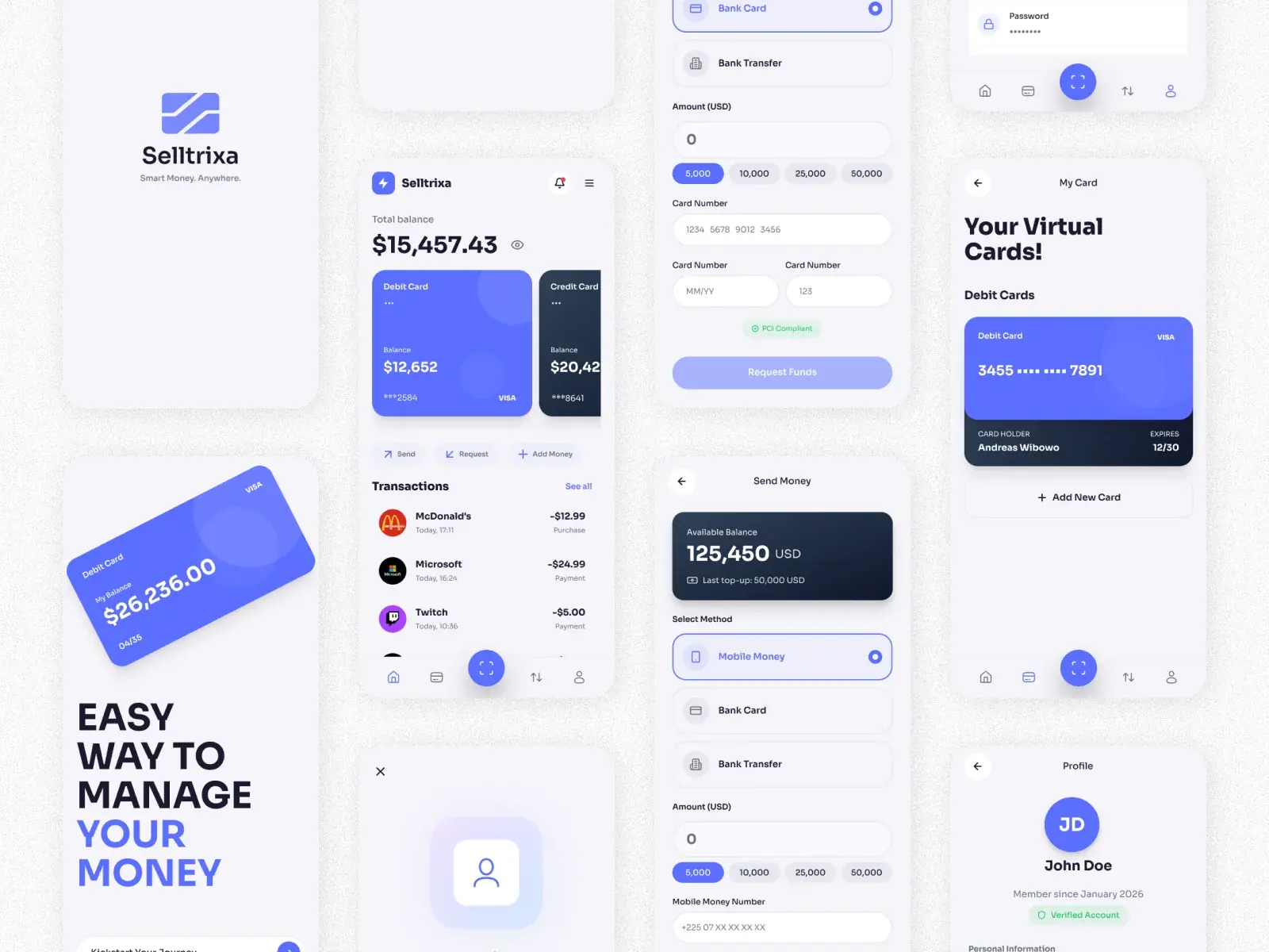 Selltrixa FinTech app design